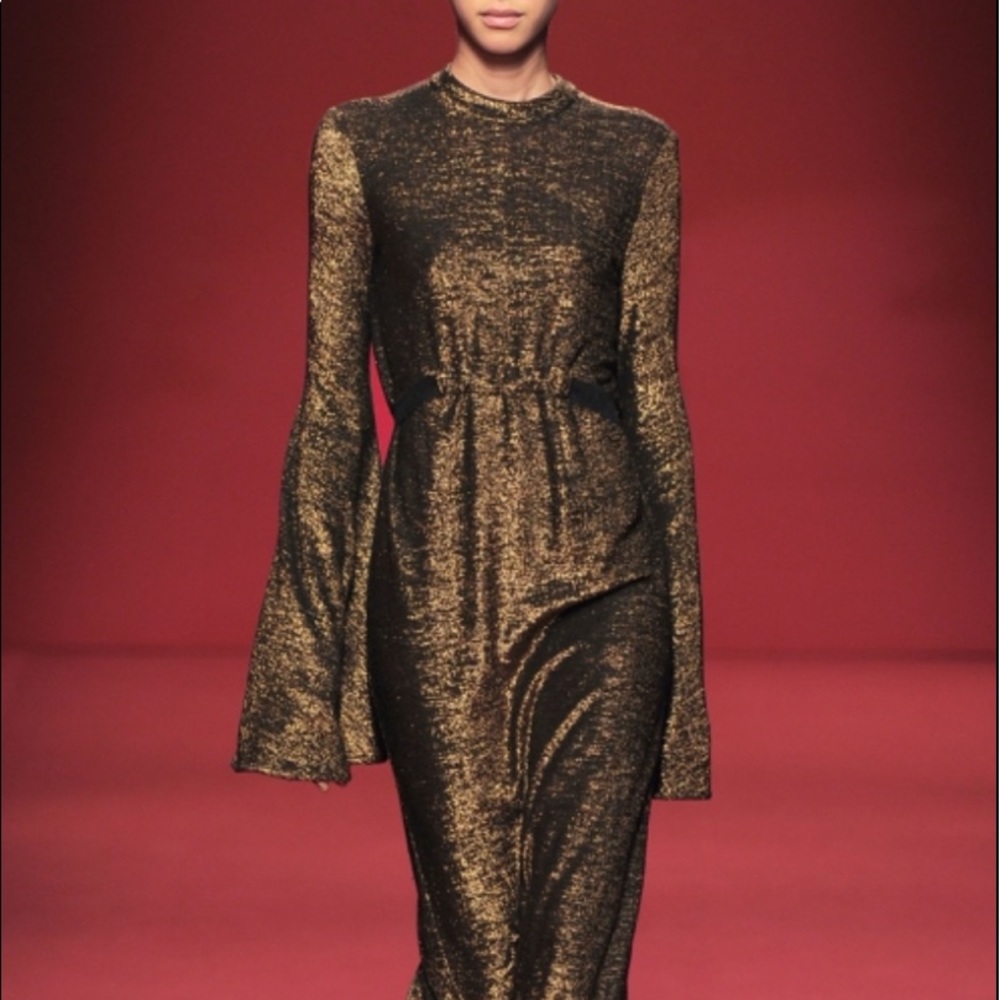 PORTS 1961 metallic dress midi raw edge trending party new year Christmas